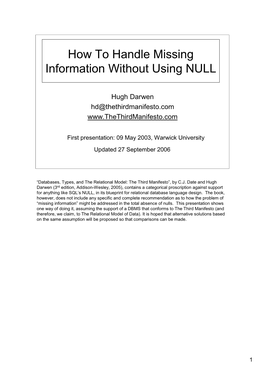 How to Handle Missing Information Without Using NULL