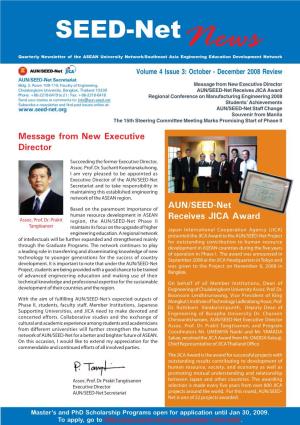 Issue 3: October - December 2008 Review AUN/SEED-Net Secretariat Bldg
