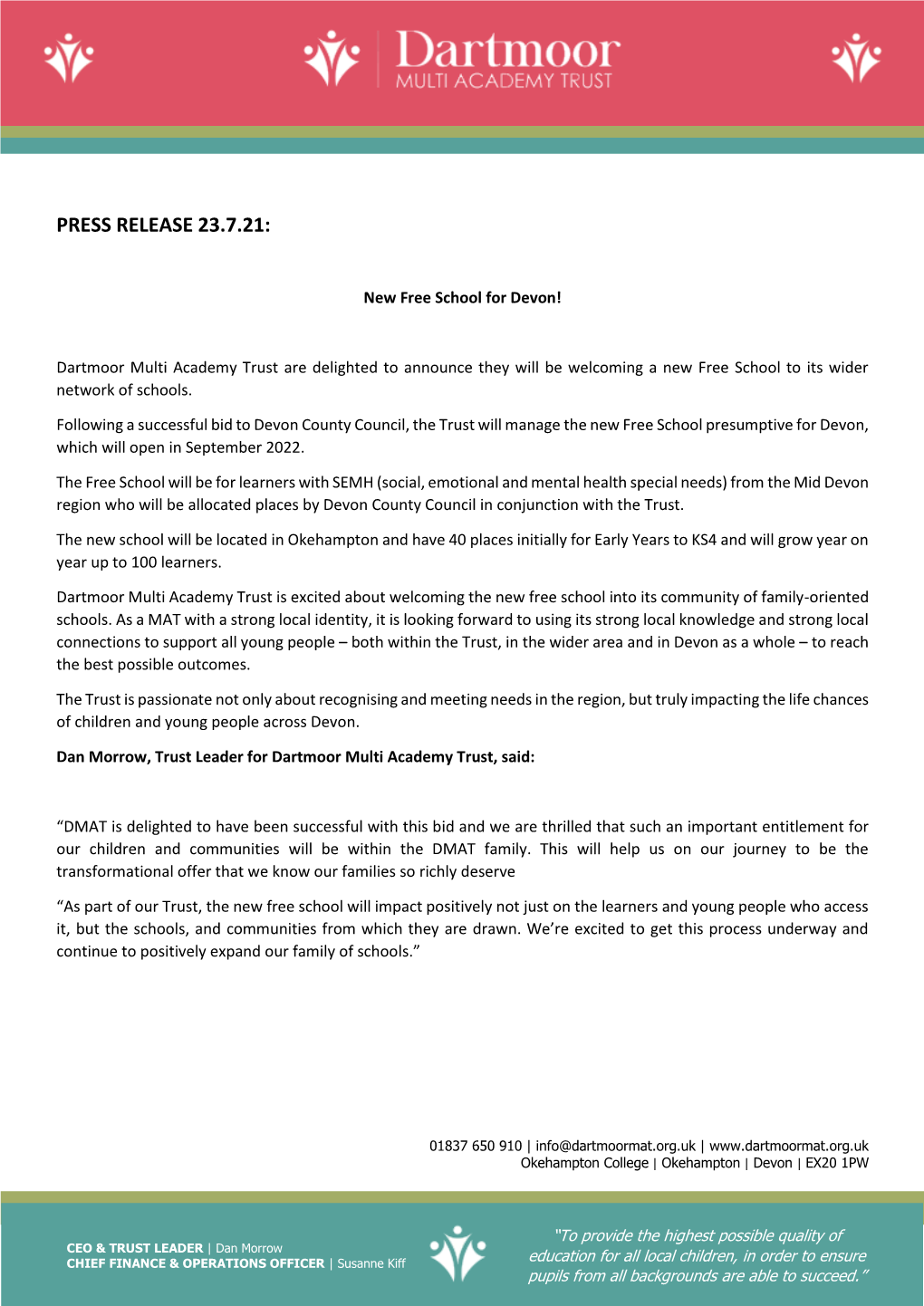 Press Release 23.7.21