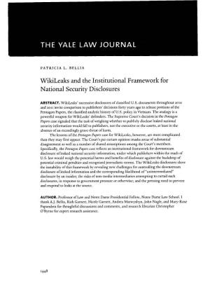Wikileaks and the Institutional Framework for National Security Disclosures
