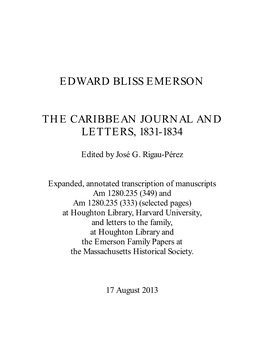 Edward Bliss Emerson the Caribbean Journal And