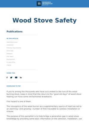 Wood Stove Safety Wood Stove Safety