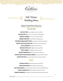 Gotham Hall Wedding Menu