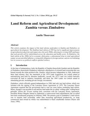 Land Reform and Agricultural Development: Zambia Versus Zimbabwe