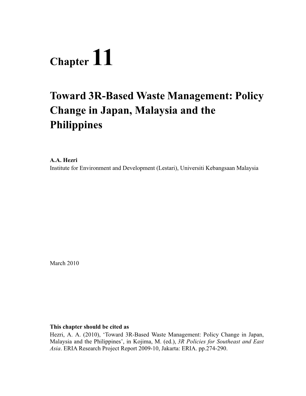 Chapter 11 Toward 3R-Based Waste Management