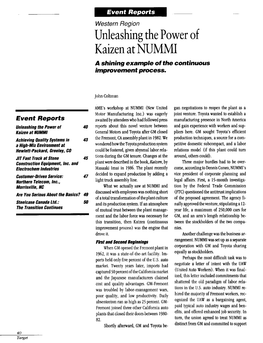 Unleashing the Power of Kaizen at NUMMI a Shining Example Ofthe Continuous Improvement Process