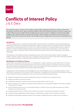 Davy Conflicts of Interest Policy
