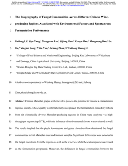 The Biogeography of Fungal Communities Across Different Chinese Wine-Producing Regions Associated with Environmental Factors