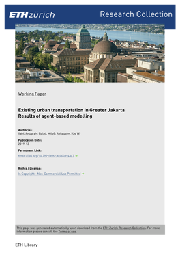 Existing Urban Transportation in Greater Jakarta: Results of Agent