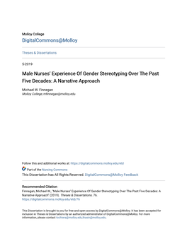 Male Nurses' Experience of Gender Stereotyping Over the Past Five