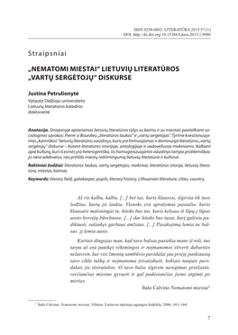 Lietuvių Literatūros „Vartų Sergėtojų“ Diskurse