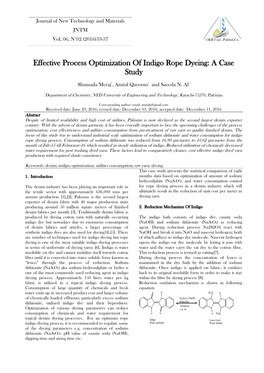 Effective Process Optimization of Indigo Rope Dyeing: a Case Study
