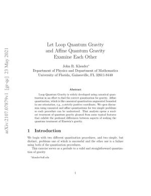 Let Loop Quantum Gravity and Affine Quantum Gravity Examine Each Other