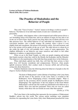 The Practice of Shakubuku and the Behavior of People