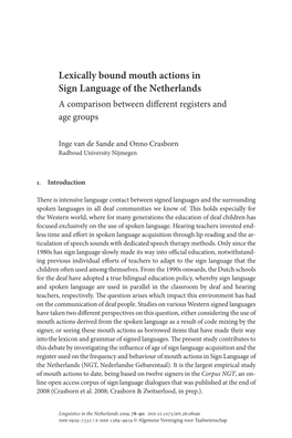 Lexically Bound Mouth Actions in Sign Language of the Netherlands a Comparison Between Different Registers and Age Groups