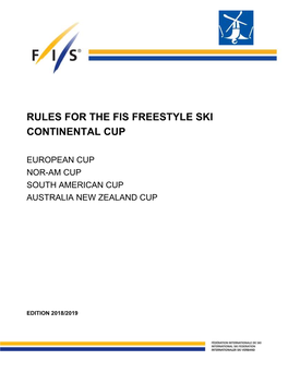 Rules for the Fis Freestyle Ski Continental Cup