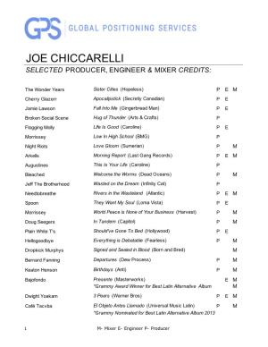 Joe Chiccarelli Selected Producer, Engineer & Mixer Credits