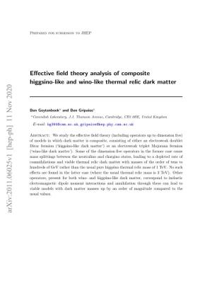 Effective Field Theory Analysis of Composite Higgsino-Like and Wino