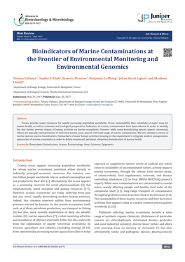 Bioindicators of Marine Contaminations at the Frontier of Environmental Monitoring and Environmental Genomics