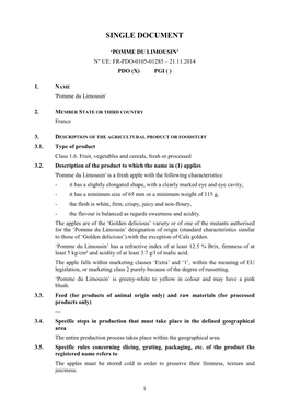 Demande D'approbation D'une Modification Non Mineure Concernant Le Cahier Des Charges D'une Appellation D'origine Pr