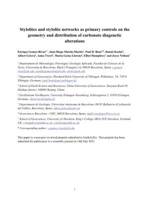 Stylolites and Stylolite Networks As Primary Controls on the Geometry and Distribution of Carbonate Diagenetic Alterations