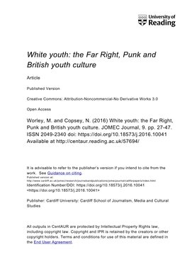The Far Right, Punk and British Youth Culture