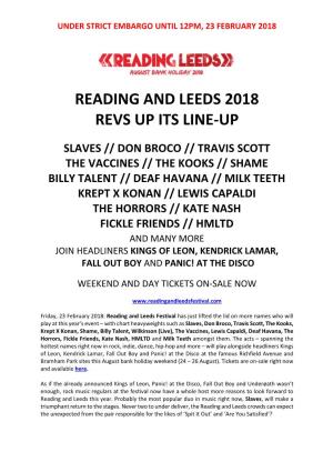 Reading and Leeds 2018 Revs up Its Line-Up