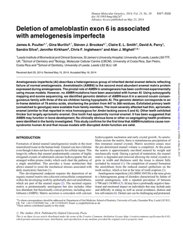 Deletion of Ameloblastin Exon 6 Is Associated with Amelogenesis Imperfecta