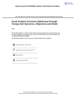 Saudi Arabia's Economic Diplomacy Through Foreign Aid: Dynamics