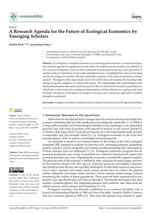 A Research Agenda for the Future of Ecological Economics by Emerging Scholars