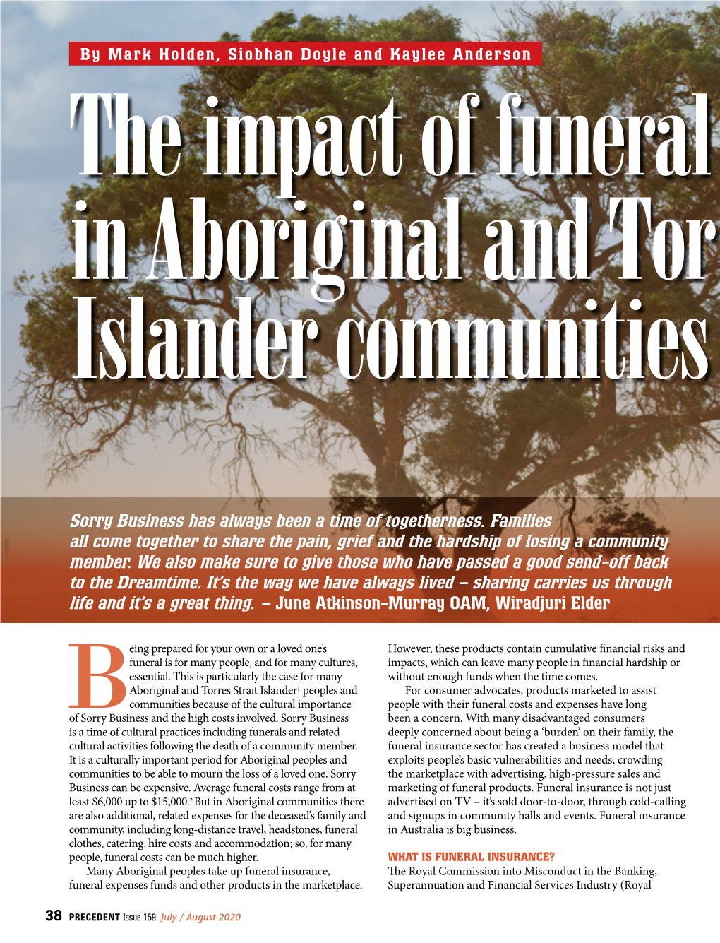 The Impact of Funeral Insurance in Aboriginal and Torres Strait Islander Communities