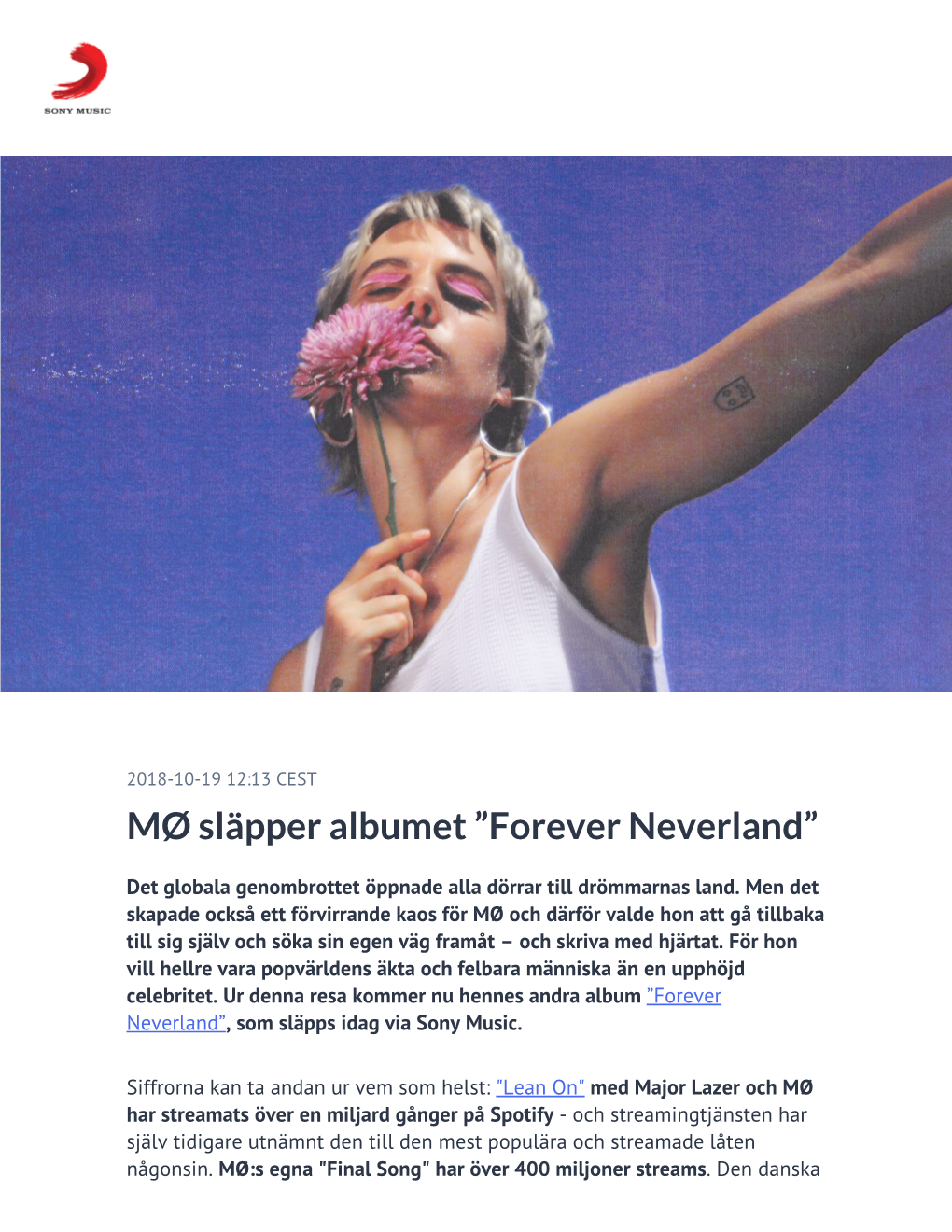 MØ Släpper Albumet ”Forever Neverland”