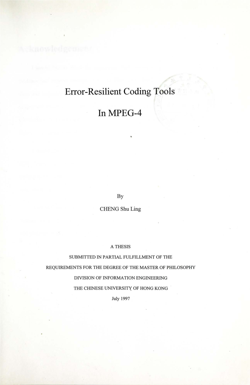 Error-Resilient Coding Tools in MPEG-4