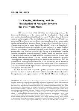 Ur: Empire, Modernity, and the Visualization of Antiquity Between