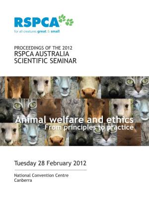 Animal Welfare and Ethics from Principles to Practice