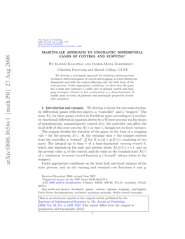 Martingale Approach to Stochastic Differential Games of Control