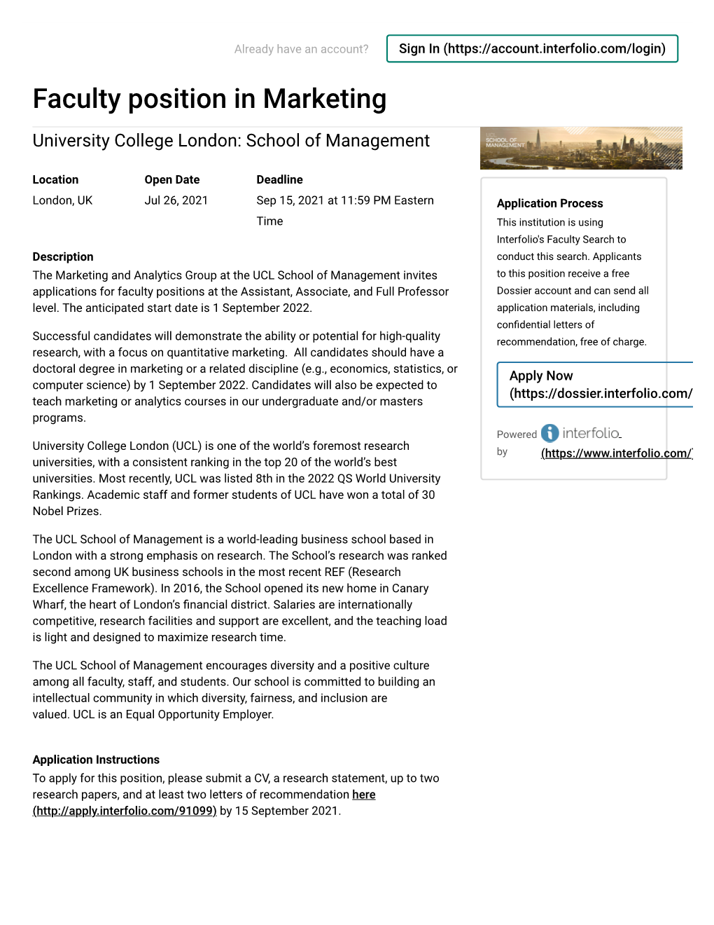 University College London: School of Management