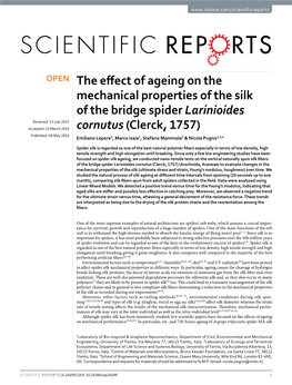 The Effect of Ageing on the Mechanical Properties of the Silk Of