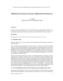 Modeling Cassava Yield: a Response Surface Approach