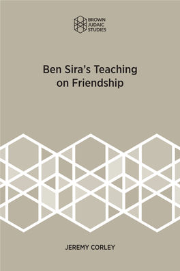 Ben Sira's Teaching on Friendship