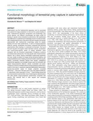 Functional Morphology of Terrestrial Prey Capture in Salamandrid Salamanders Charlotte M