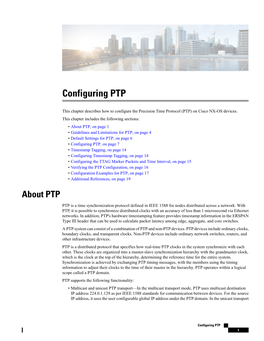 Configuring PTP