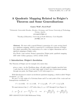 A Quadratic Mapping Related to Frégier's Theorem and Some