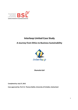 Interloop Limited Case Study a Journey from Ethics to Business Sustainability