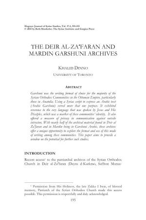 The Deir Al-Za‛Faran and Mardin Garshuni Archives