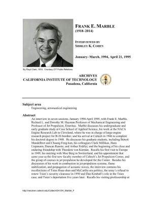 Interview with Frank E. Marble