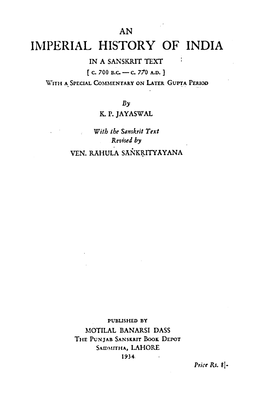 Iiviperial History of India in a Sanskrit Text (C