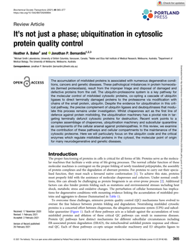 It's Not Just a Phase; Ubiquitination in Cytosolic Protein Quality Control