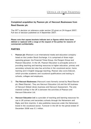 Pearson Plc, Harcourt, Reed Elsevier