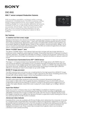 DSC-RX0 RX0 1" Sensor Compact Production Camera
